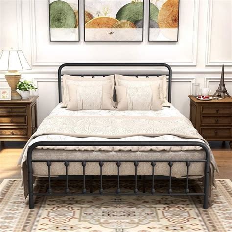 metal queen bed frame with headboard and footboard brackets|sturdy bed frame with headboard.